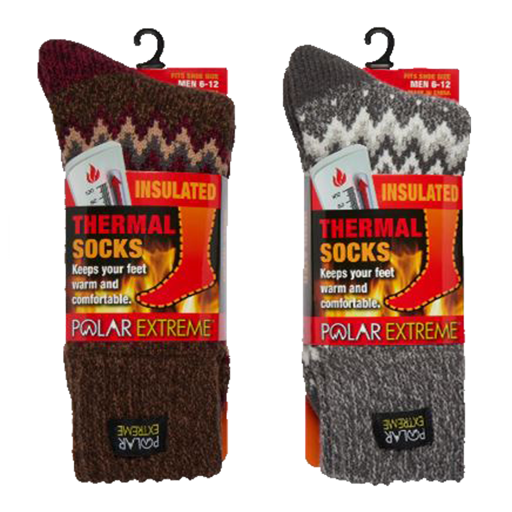 Polar Extreme Men's Insulated Thermal Socks with Fleece Lining Pack of 2